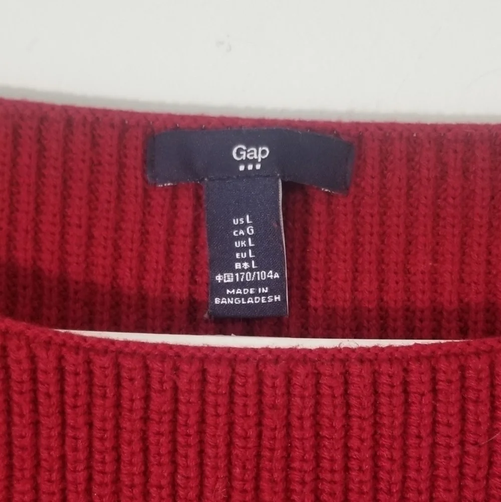 GAP Striped Knitted Sweater. Boat Neckline. Ribbed Hemline and Cuffs. Size Large - Picture 3 of 5